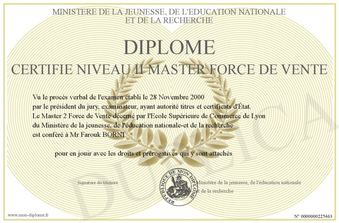 diplome homologue niveau 2